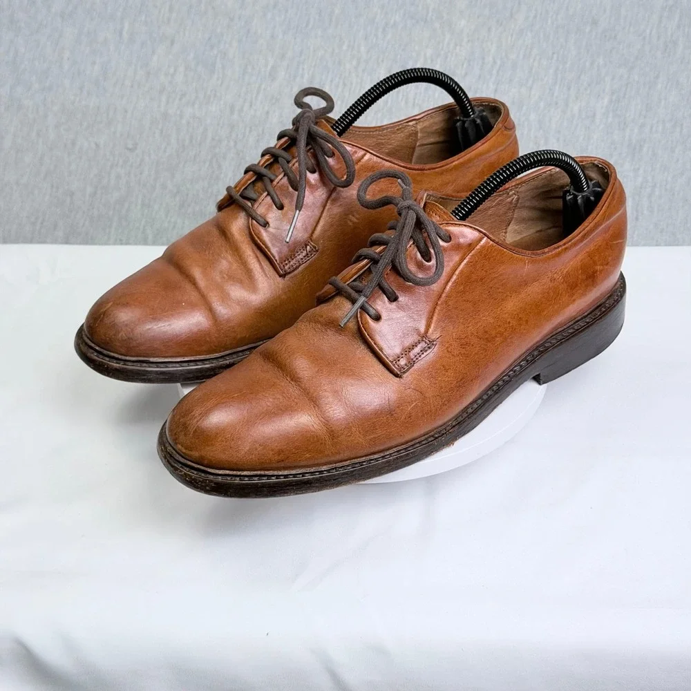 Frye James Lug Oxford Tan Leather Plain Toe Derby Shoes 8011470 Mens 9 D